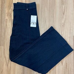 Zara Women's The Tailored Wide Leg Jeans in Rinse Blue